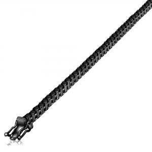 Pulsera tenis rodio negro y piedras negras 2 mm