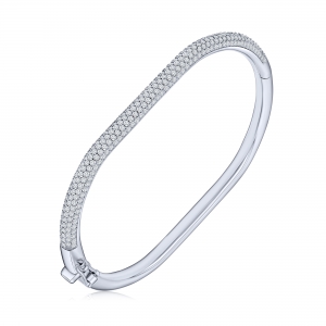 Pulsera esclava avellana redondeada, pavee por arriba