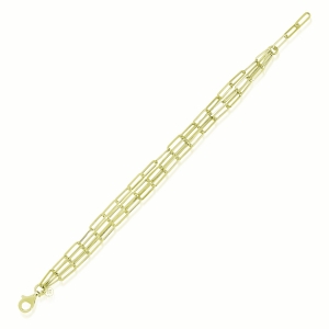 Pulsera triple de eslabones alargados sin piedra, amarilla