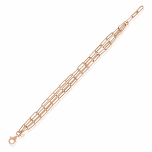 Pulsera triple de eslabones alargados sin piedra, rosada