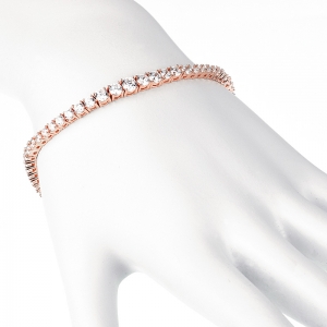 Pulsera tenis rosada, con piedras de menor a mayor en el centro