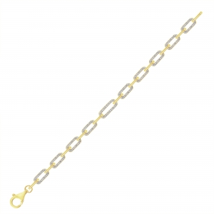 Pulsera eslabones rectangulares con y sin piedras, amarilla