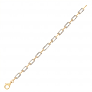 Pulsera eslabones rectangulares con y sin piedras, rosado