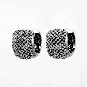 Par aros linea premium, argollas anchas, pavee, rodio negro 