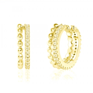 Par aros ajustables, tira de bolitas y tira de piedras, amarillos