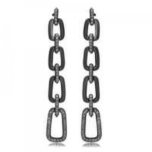 Par aros linea premium, colgantes, eslabones, rodio negro