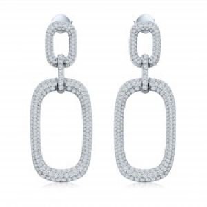 Par aros doble oval con piedras. Largo aprox 5 cm
