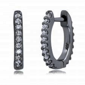 Par aros argolla con piedras, ovaladas, rodio negro. Diametro interno aprox: 8 mm