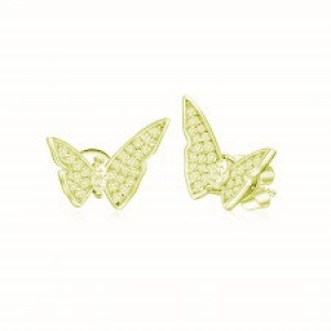 Par aros mariposa pavee amarillos
