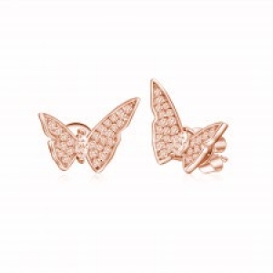 Par aros mariposa pavee rosado