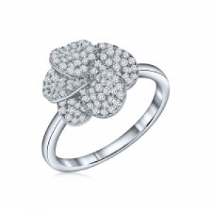 Anillo flor pavee 