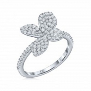 Anillo flor pavee