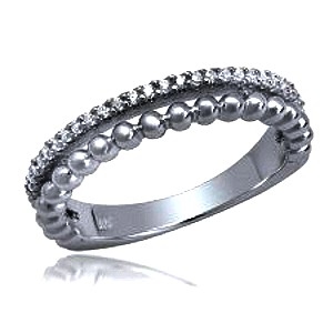 Anillo doble, medio sin fin y bolitas, rodio negro