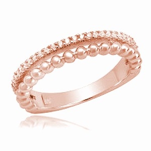 Anillo doble, medio sin fin y bolitas, rosado