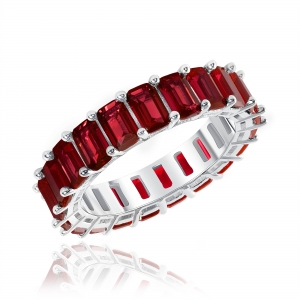 Anillo sin fin de piedras baguettes fucsia