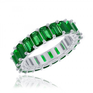 Anillo sin fin de piedras baguettes verdes