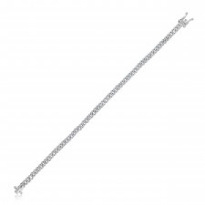 Pulsera cuban link con piedras , ancho 4 mm, cierre cajon