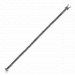Pulsera cuban link con piedras , ancho 4 mm, cierre cajon, rodio negro