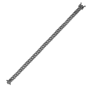 Pulsera cuban link con piedras , ancho 6 mm, cierre cajon, rodio negro