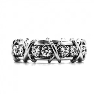 Anillo sin fin con cruces, rodio negro