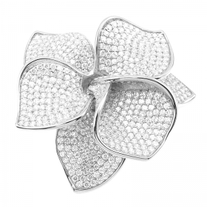 Anillo flor pavee blanco