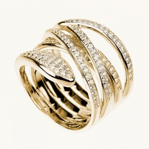 Anillo serpiente, cruzado, amarillo
