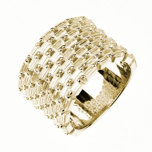 Anillo con piedras baguettes, amarillo