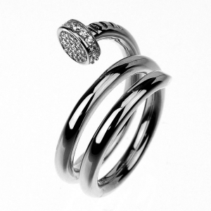 Anillo clavo 3 vueltas, con piedras, rodio negro
