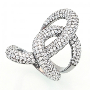 Anillo nudo pavee blanco