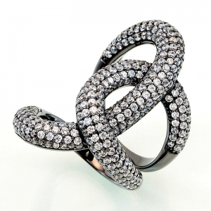 Anillo nudo pavee rodio negro
