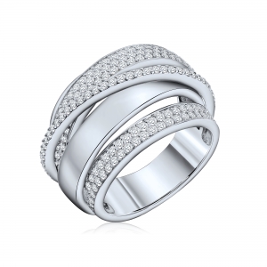 Anillo cruzado con tiras pavee