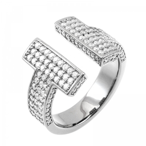 Anillo doble T pavee