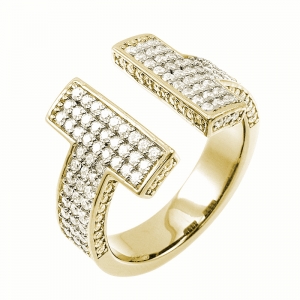 Anillo doble T pavee, amarillo