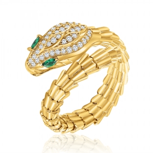 Anillo serpiente, abierto, con movimiento, amarillo