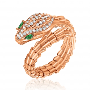 Anillo serpiente, abierto, con movimiento, rosado