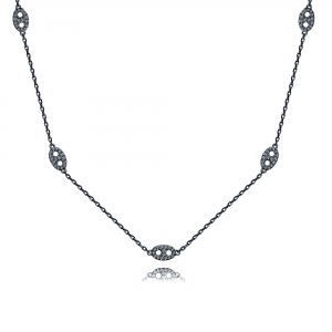 Conjunto de rodio negro con eslabones de piedras: Largo aprox: 40 cm.