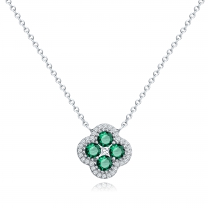 Conjunto trebol con piedras verdes