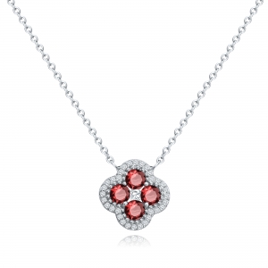 Conjunto trebol piedras fucsia
