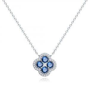 Conjunto trebol piedras azules