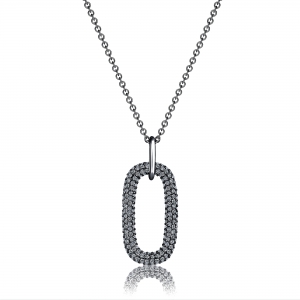 Conjunto oval con piedras , rodio negro