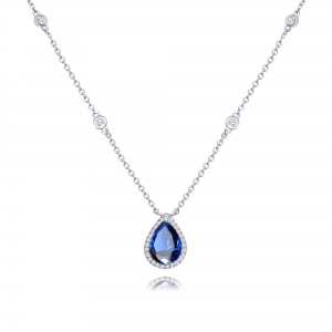 Conjunto oval con piedra azul