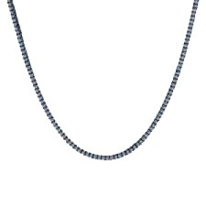 Gargantilla tenis, 2 mm, rodio negro con piedras blancas, cierre cajon