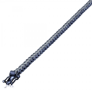 Pulsera tenis, piedras 2 mm, rodio negro y piedras blancas