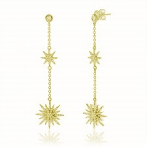 Par aros largos con estrellas pavee, amarillos