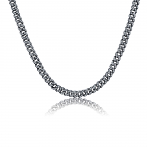 Cadena cuban link , rodio negro con piedras blancas, eslabon aprox 4 mm