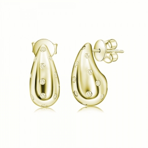 Par aros drop amarillos con piedras esparcidas