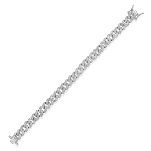 Pulsera cuban link con piedras , ancho 8 mm, cierre cajon.