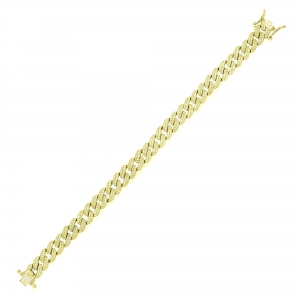 Pulsera cuban link con piedras , ancho 8 mm, amarilla, cierre cajon.