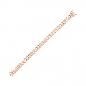 Pulsera cuban link, eslabones con y sin piedras, rosada