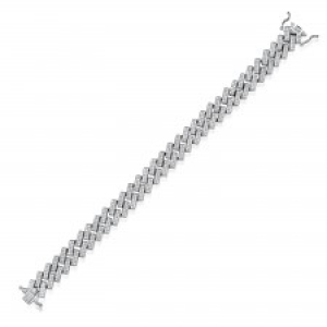Pulsera cuban link eslabones rectangulares pavee